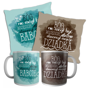 Zestaw poduszki i kubki - Bóg nie mógł być wszędzie