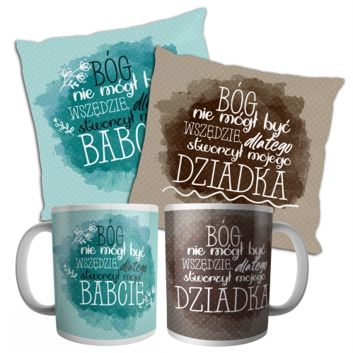 Zestaw poduszki i kubki - Bóg nie mógł być wszędzie