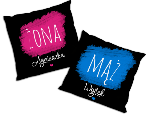 Zestaw poduszek personalizowanych - Żona, Mąż.png