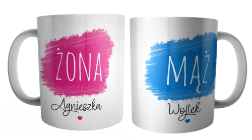 Zestaw kubków personalizowanych - Żona, Mąż