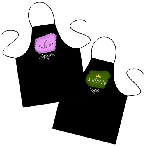 Zestaw fartuszków personalizowanych - Księżniczka, Księciunio.png