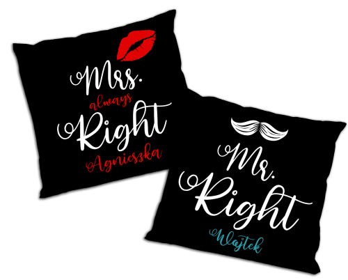 Zestaw poduszek personalizowanych - Mrs. right, Mr. right -.png
