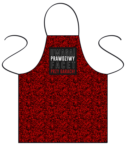 Fartuszek - Uwaga, prawdziwy facet przy garach - czerwony.png