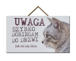 Tabliczka - Kot - szybko dobiegam do drzwi