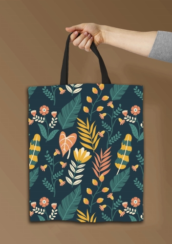 Torba shopper - Kwiaty ciemna zieleń.jpg
