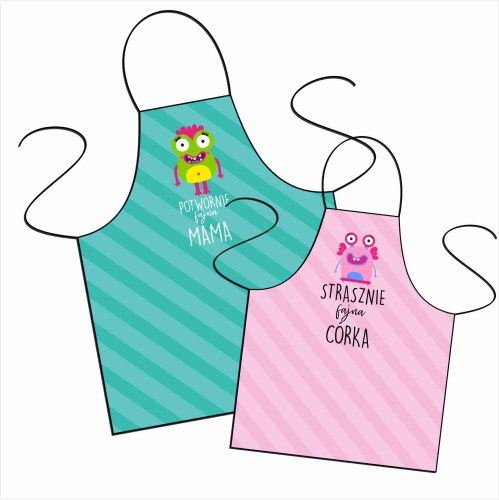 Potwornie fajna mama i Strasznie fajna córka - zestaw fartuszków.jpg