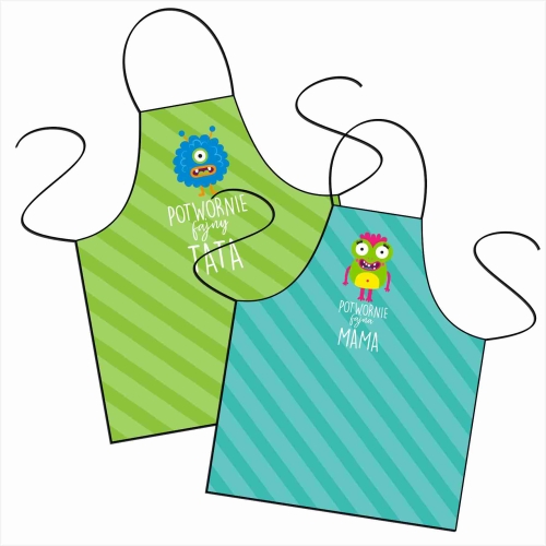 Potwornie fajny tata i Potwornie fajna mama - zestaw fartuszków.jpg