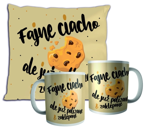 Fajne ciacho, ale już polizane &amp; zaklepane - zestaw poduszka i kubek.jpg