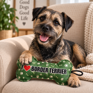 Zabawka dla psa w kształcie kości  „I ❤️ BORDER TERRIER” | Prezent dla psa