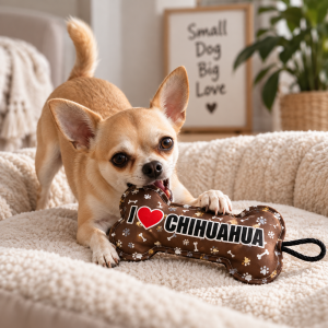 Zabawka dla psa w kształcie kości  „I ❤️ CHIHUAHUA” | Prezent dla psa