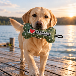 Zabawka dla psa w kształcie kości  „I ❤️LABRADOR” | Prezent dla psa