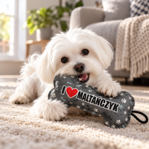 Zabawka dla psa w kształcie kości  „I ❤️MALTAŃCZYK” | Prezent dla psa