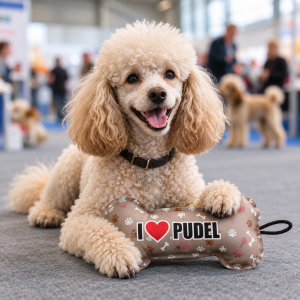 Zabawka dla psa w kształcie kości  „I ❤️PUDEL” | Prezent dla psa
