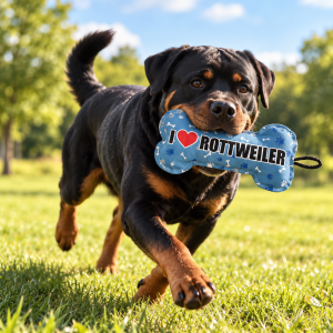 Zabawka dla psa w kształcie kości  „I ❤️ROTTWEILER” | Prezent dla psa