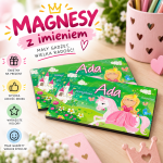 (WYBIERZ SWOJE IMIĘ) - magnes dla dziewczynki - RYCERZE I KSIĘŻNICZKI