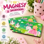 (WYBIERZ SWOJE IMIĘ) - magnes dla dziewczynki - RYCERZE I KSIĘŻNICZKI