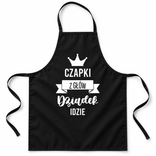 Czarny fartuch z koroną i napisem.png