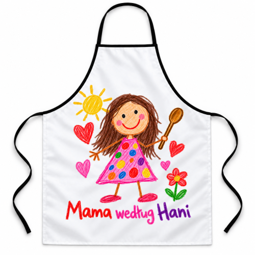 Biały fartuch z rysunkiem Mama według Hani.png