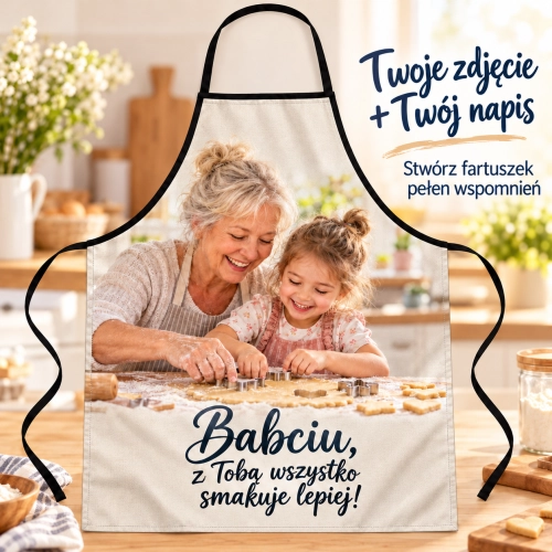 Personalizowany fartuch kuchenny z własnym nadrukiem / zdjęciem — Prezent
