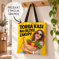 Żółta torba zakupowa z portretem Kasi