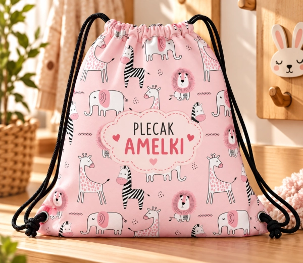 Różowy plecak z safari printem „Amelki”.png