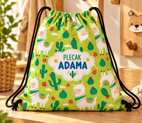 Personalizowany Worek Lama i kaktusy na Plecy dla Dziecka / Plecak Przedszkolaka